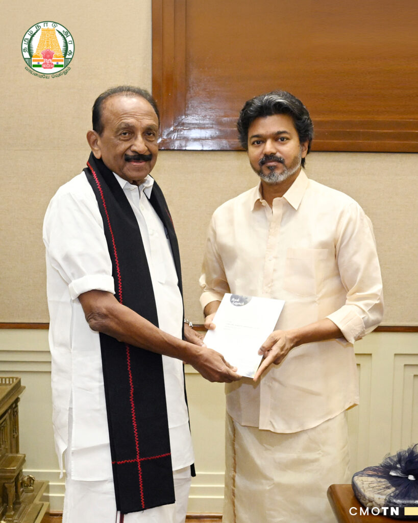 முதலமைச்சர் ச. ஜோசப் விஜயை சந்தித்து பேசினார் மதிமுக பொதுச் செயலாளர் வைகோ