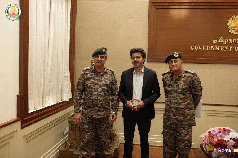 CM Joseph Vijay meeting Indian Army officers at the Tamil Nadu Secretariat on 14 October 2026